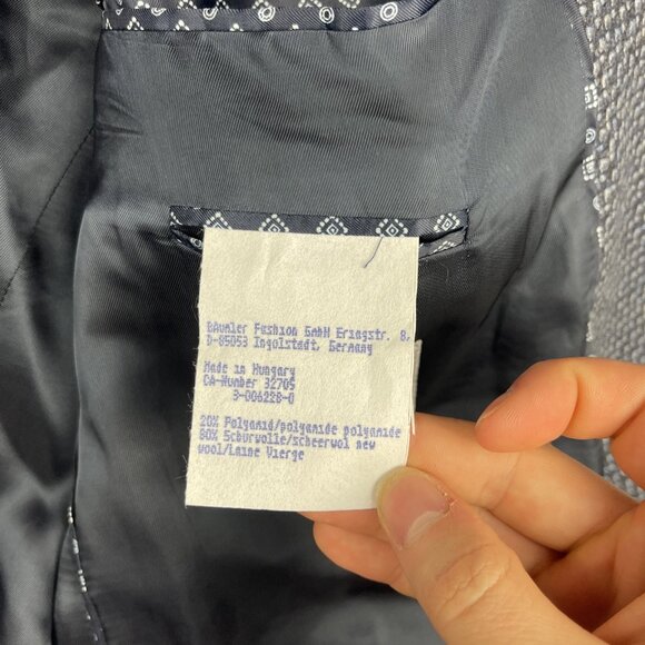 Baumler Mens Size 54 Wool Suit Jacket Tollegno 1900 Italy Blue Wool - Picture 14 of 16